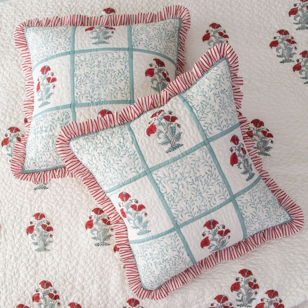 Vanika Quilted Fringe Cushion Cover