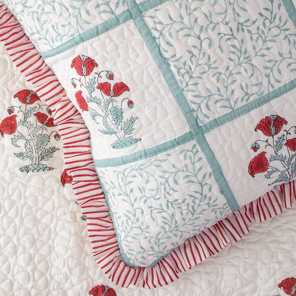 Vanika Quilted Fringe Cushion Cover