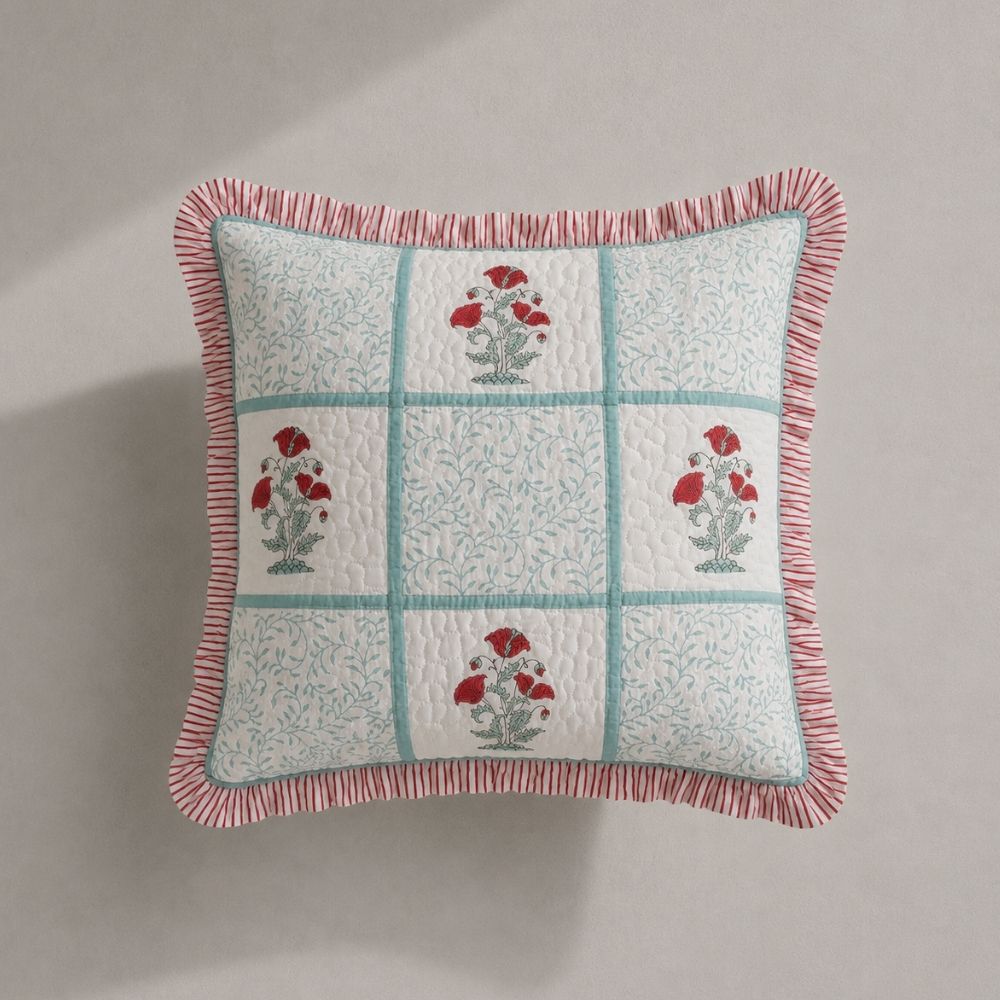 Vanika Quilted Fringe Cushion Cover