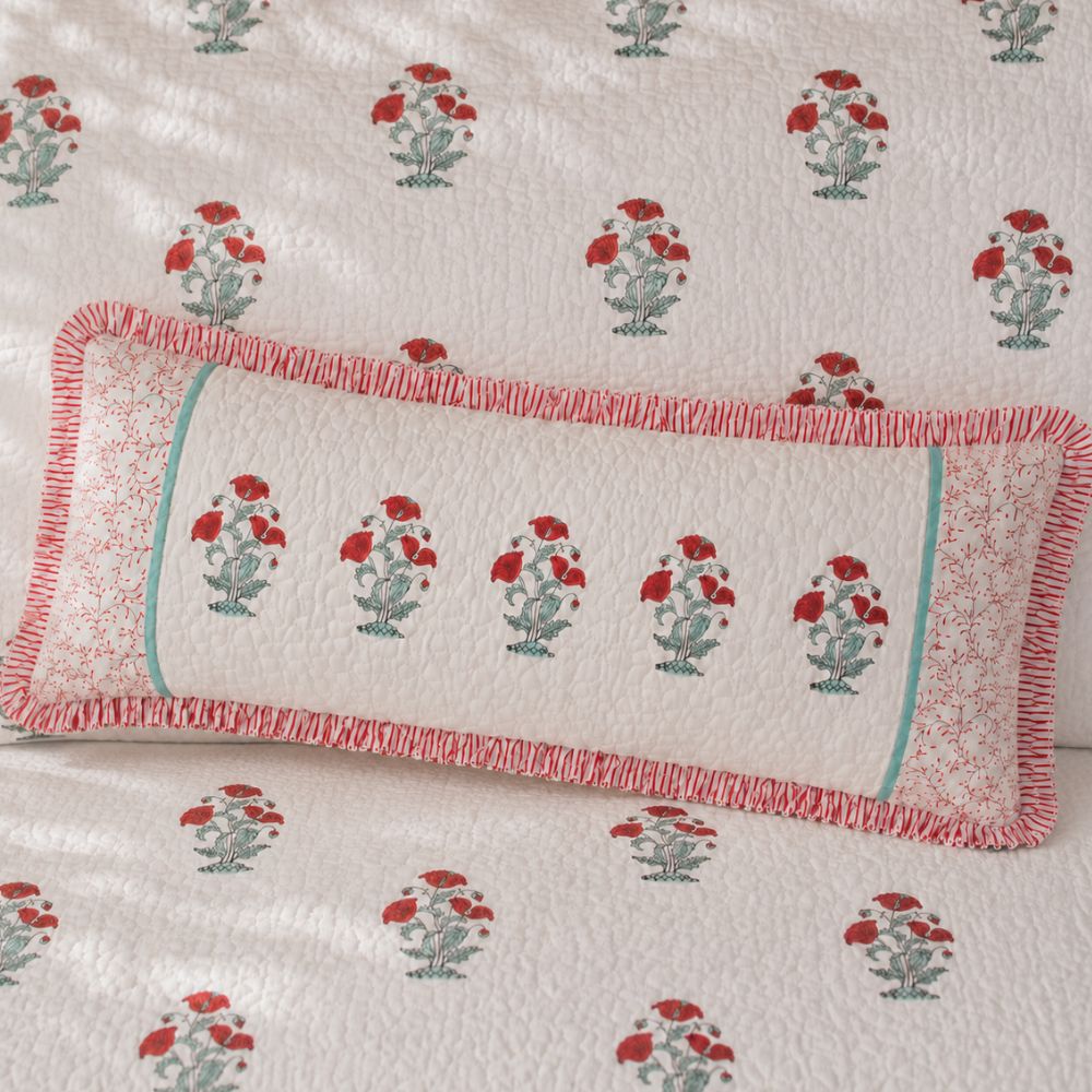 Vanika Quilted Fringe Lumbar Pillow Cover