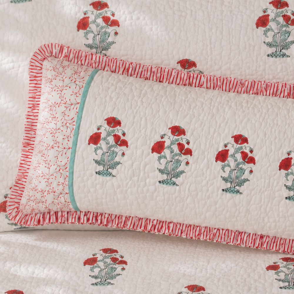Vanika Quilted Fringe Lumbar Pillow Cover
