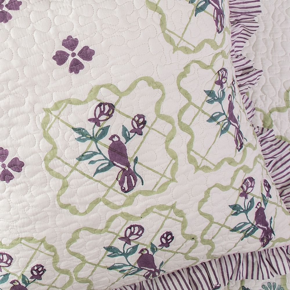 Jharokha Quilted Fringe Cushion Cover