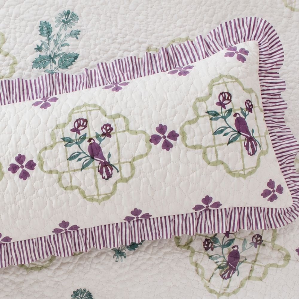 Jharokha Quilted Fringe Lumbar Pillow Cover