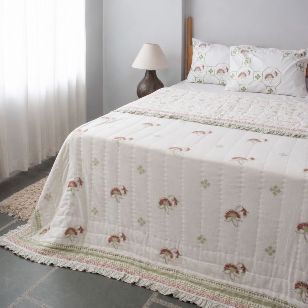 Haveli Fringe Reversible Jaipuri Quilt