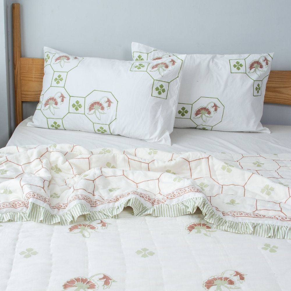 Haveli Fringe Reversible Jaipuri Quilt