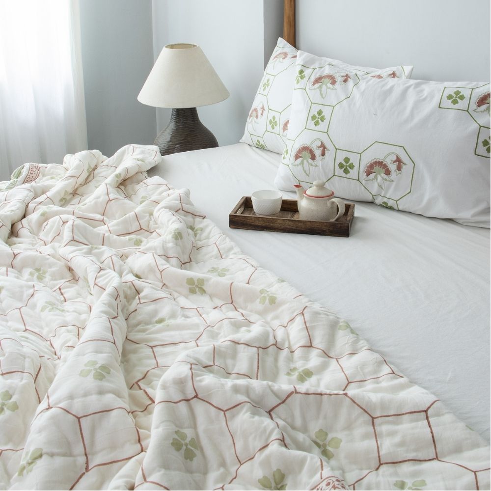 Haveli Fringe Reversible Jaipuri Quilt
