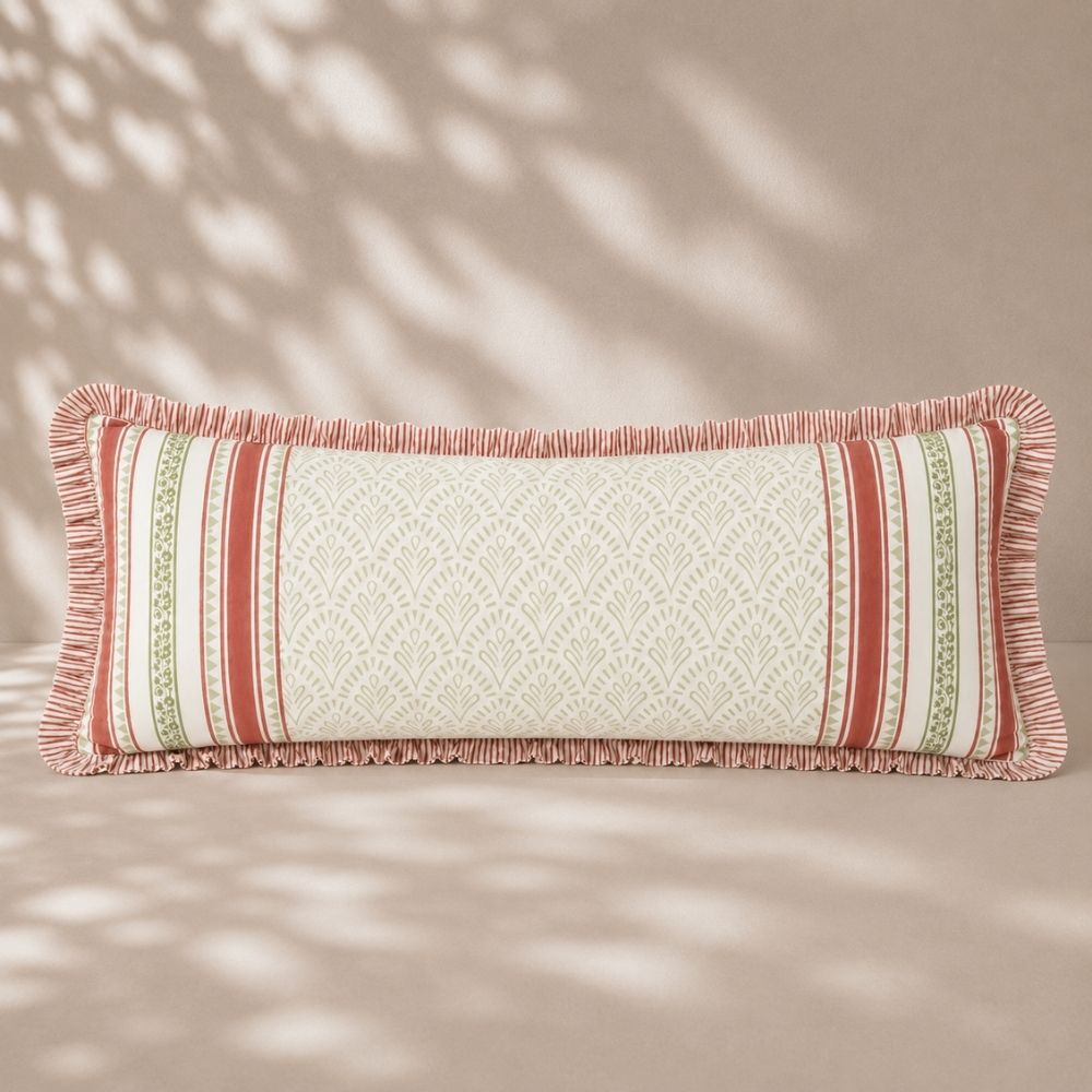 Haveli Quilted Fringe Lumbar Pillow Cover