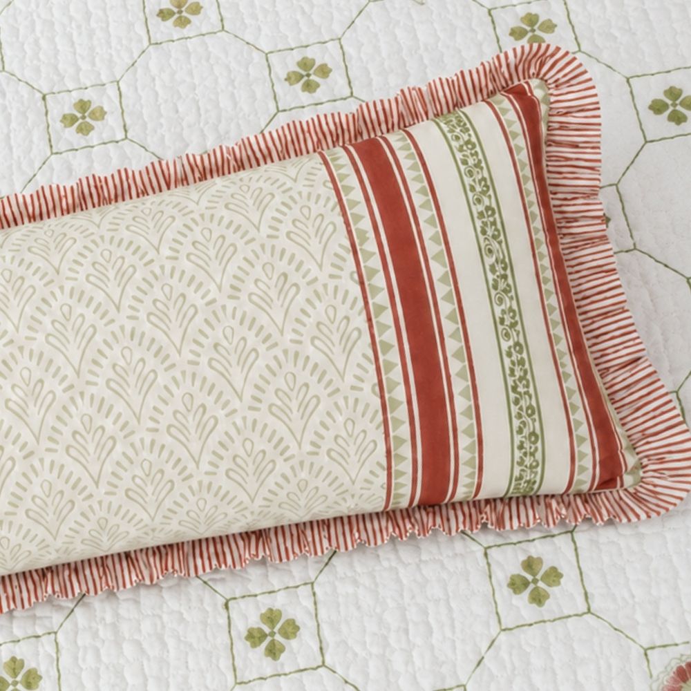 Haveli Quilted Fringe Lumbar Pillow Cover