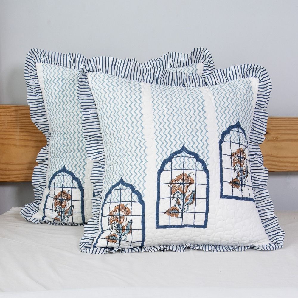 Mehraab Quilted Fringe Cushion Cover
