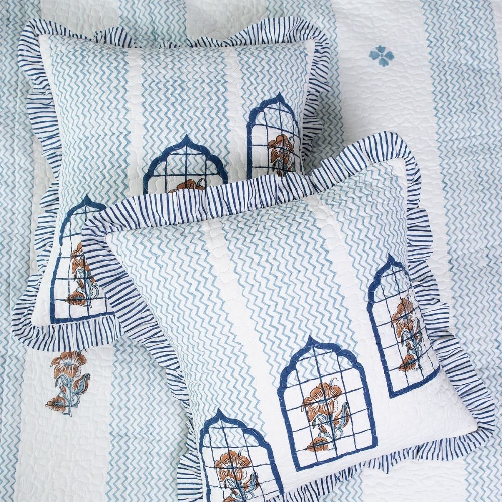 Mehraab Quilted Fringe Cushion Cover