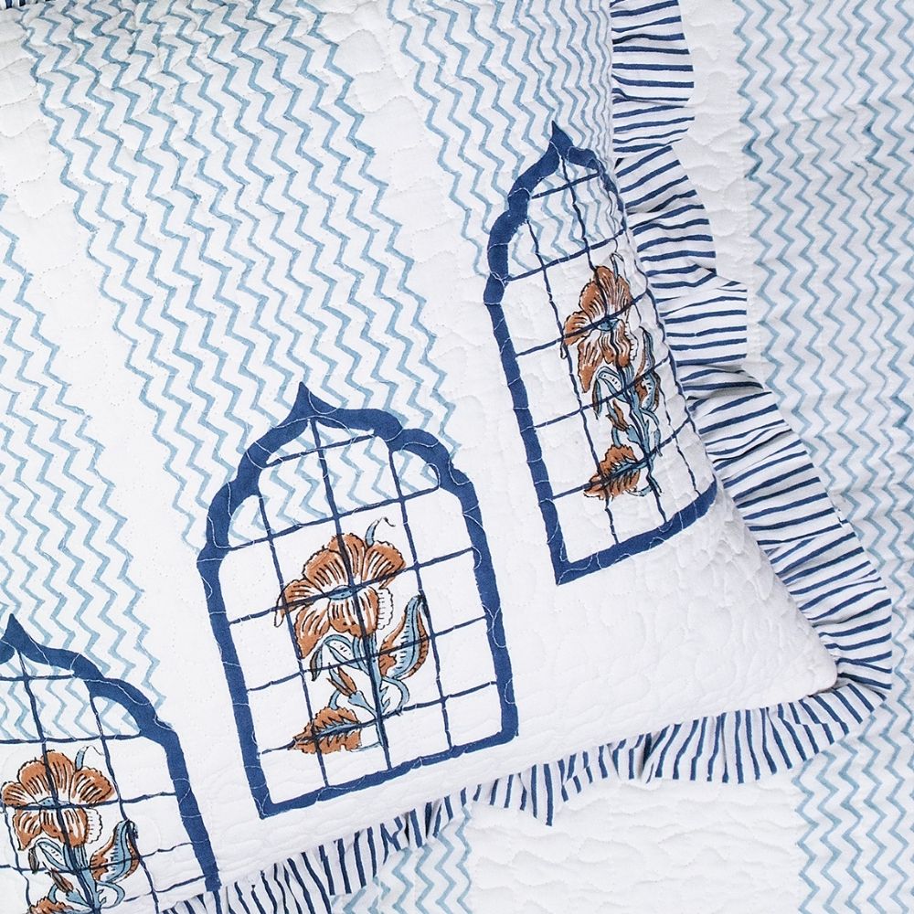 Mehraab Quilted Fringe Cushion Cover