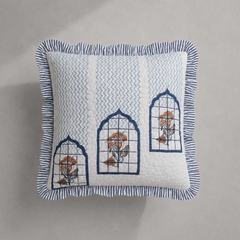 Mehraab Quilted Fringe Cushion Cover