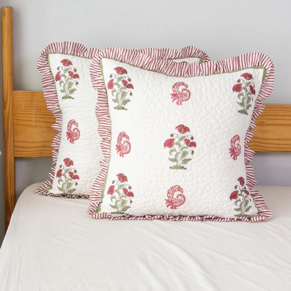 Amara Quilted Fringe Cushion Cover