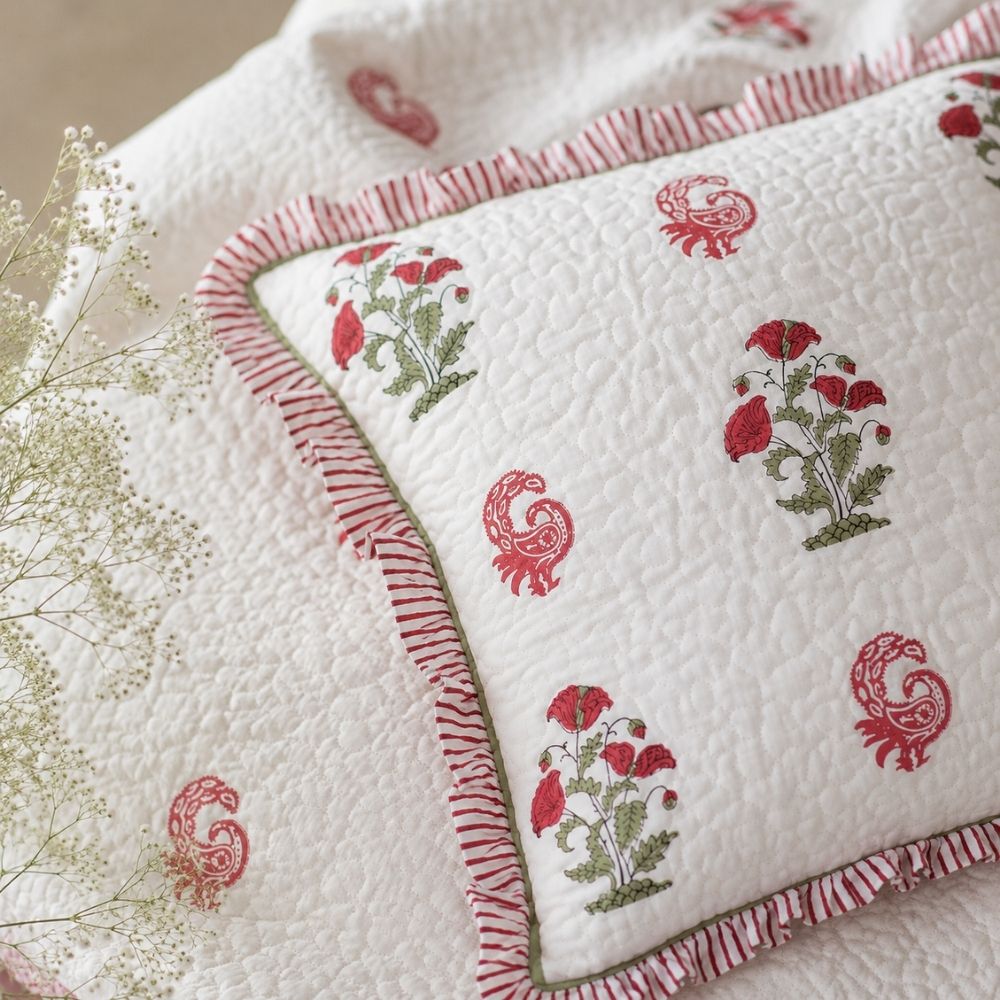 Amara Quilted Fringe Cushion Cover