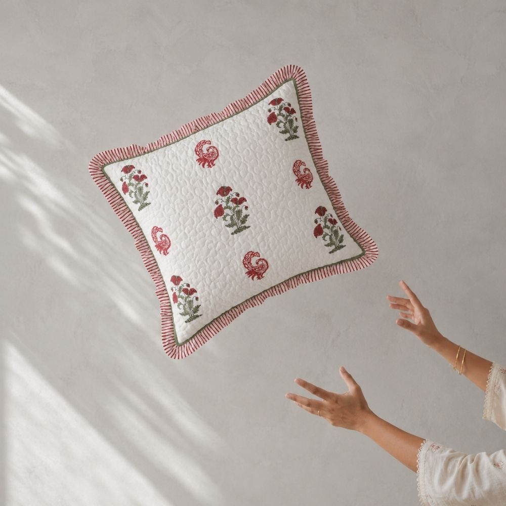 Amara Quilted Fringe Cushion Cover