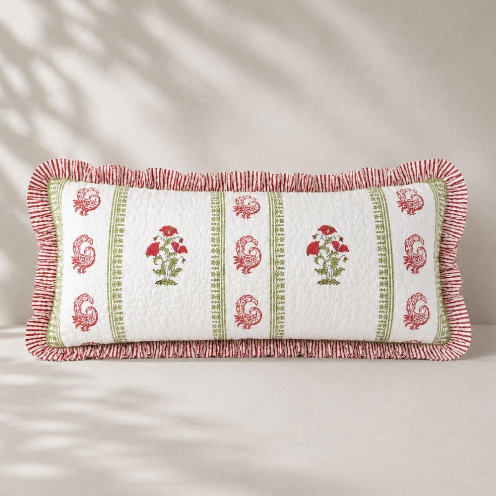 Amara Quilted Fringe Lumbar Pillow Cover
