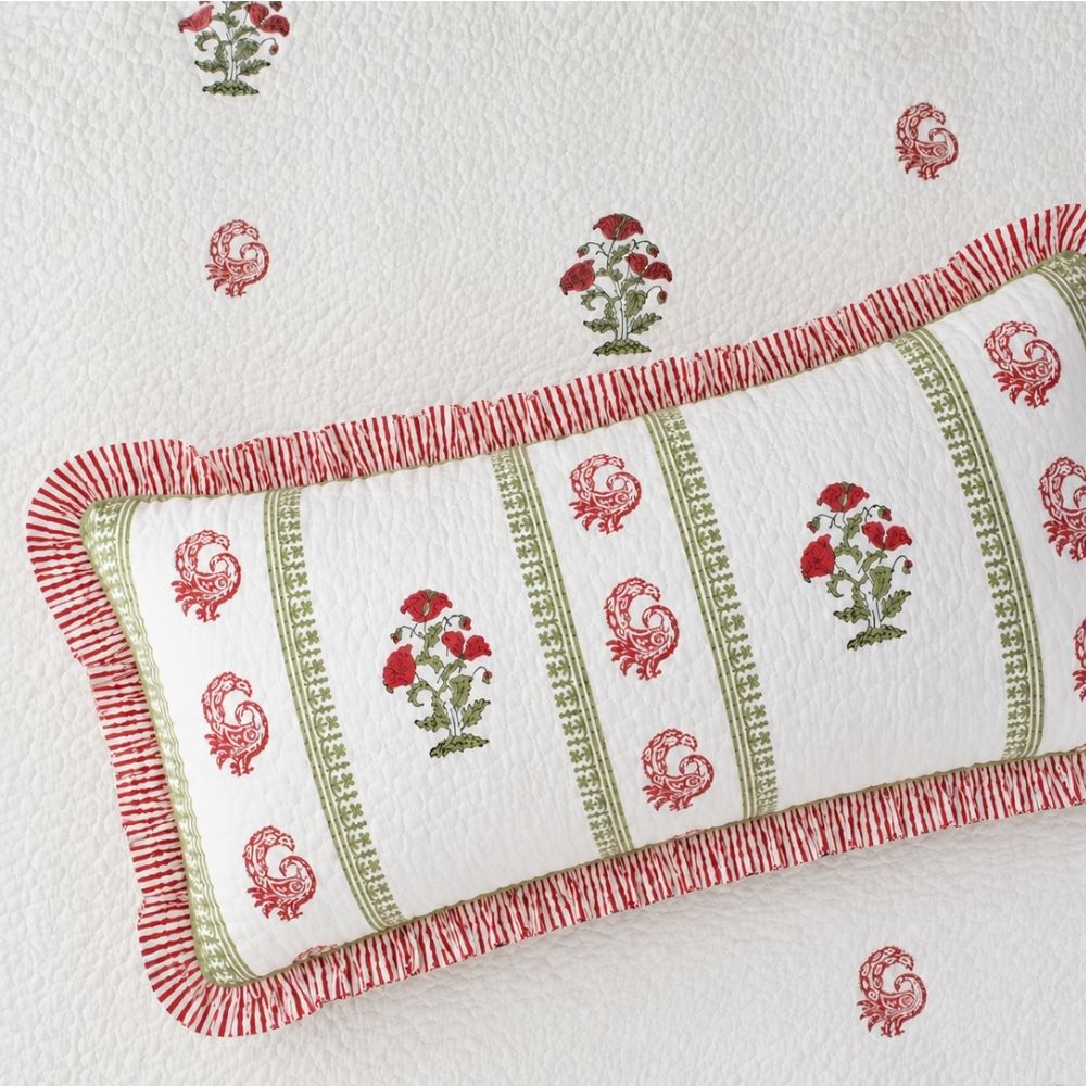 Amara Quilted Fringe Lumbar Pillow Cover
