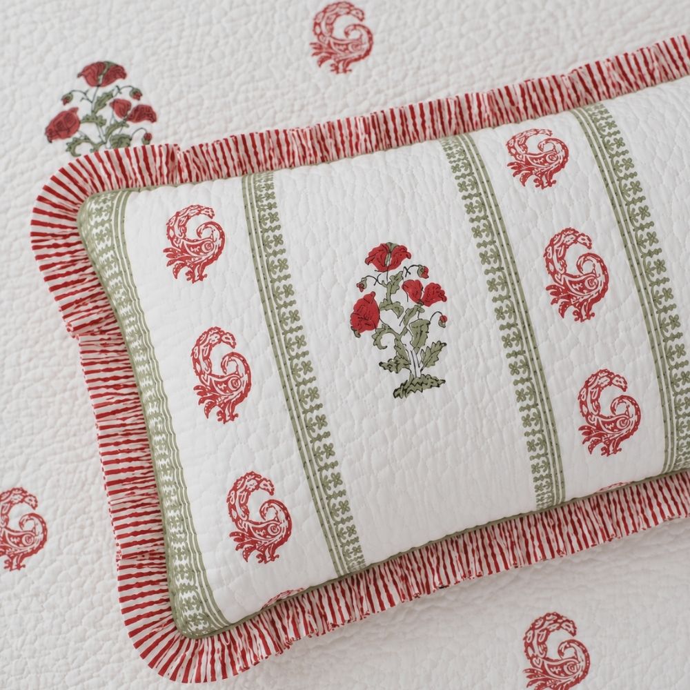Amara Quilted Fringe Lumbar Pillow Cover