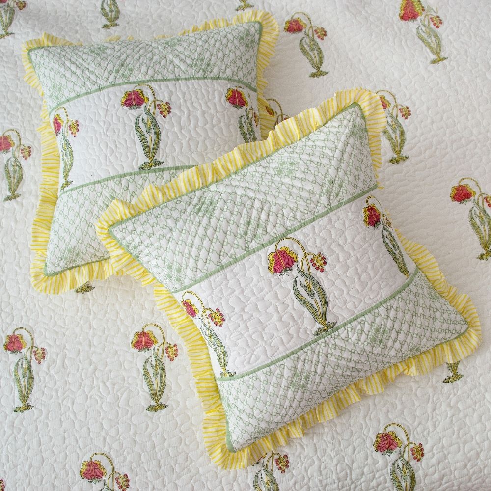 Gulnaar Quilted Fringe Cushion Cover