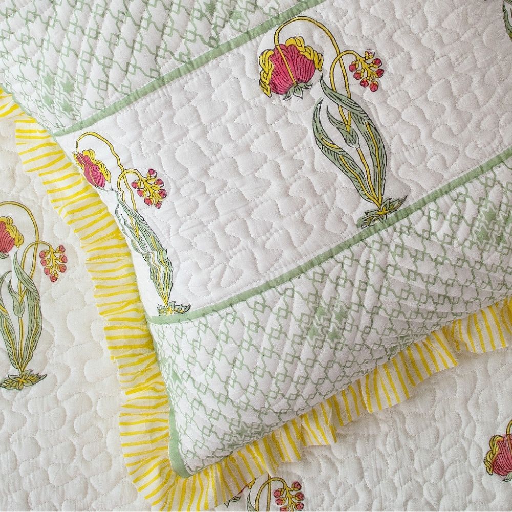 Gulnaar Quilted Fringe Cushion Cover
