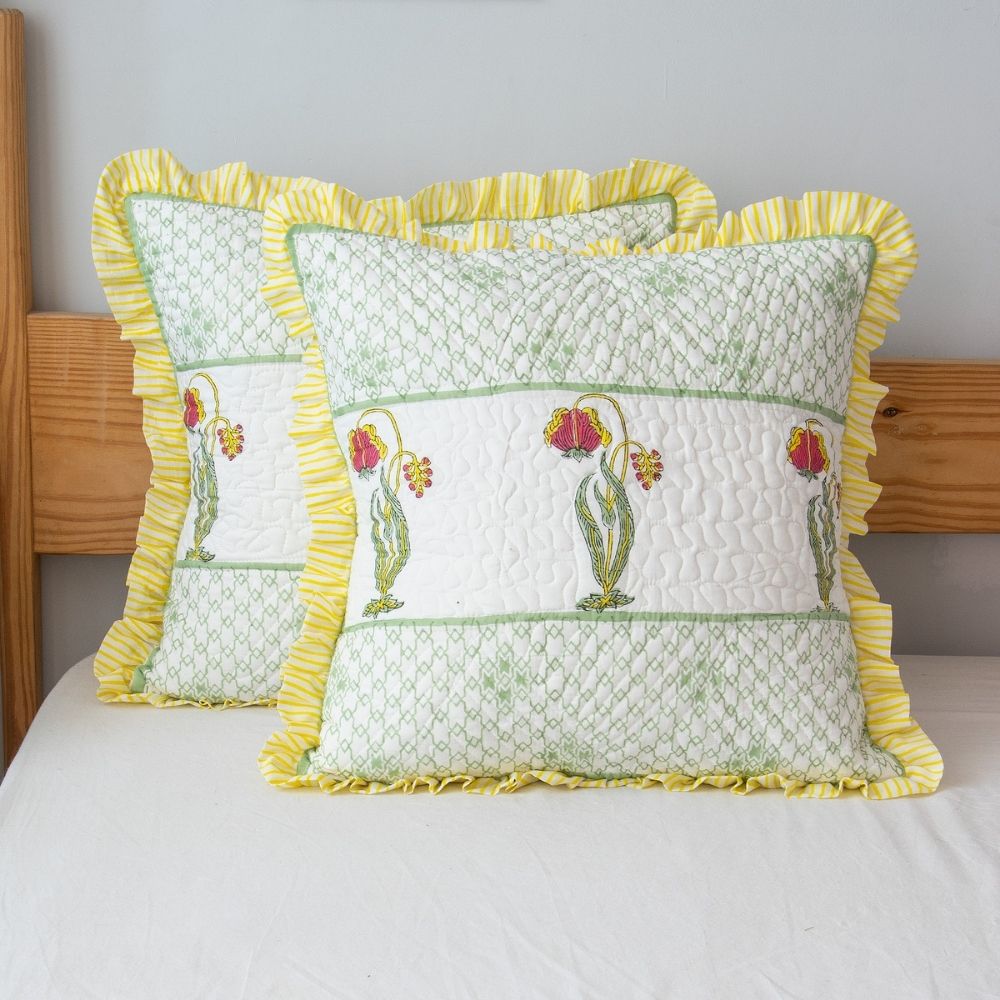Gulnaar Quilted Fringe Cushion Cover