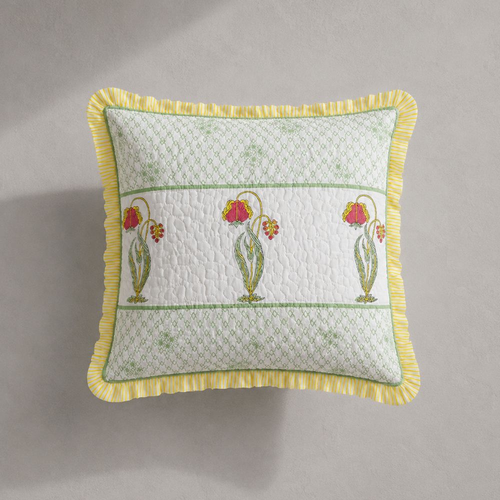 Gulnaar Quilted Fringe Cushion Cover
