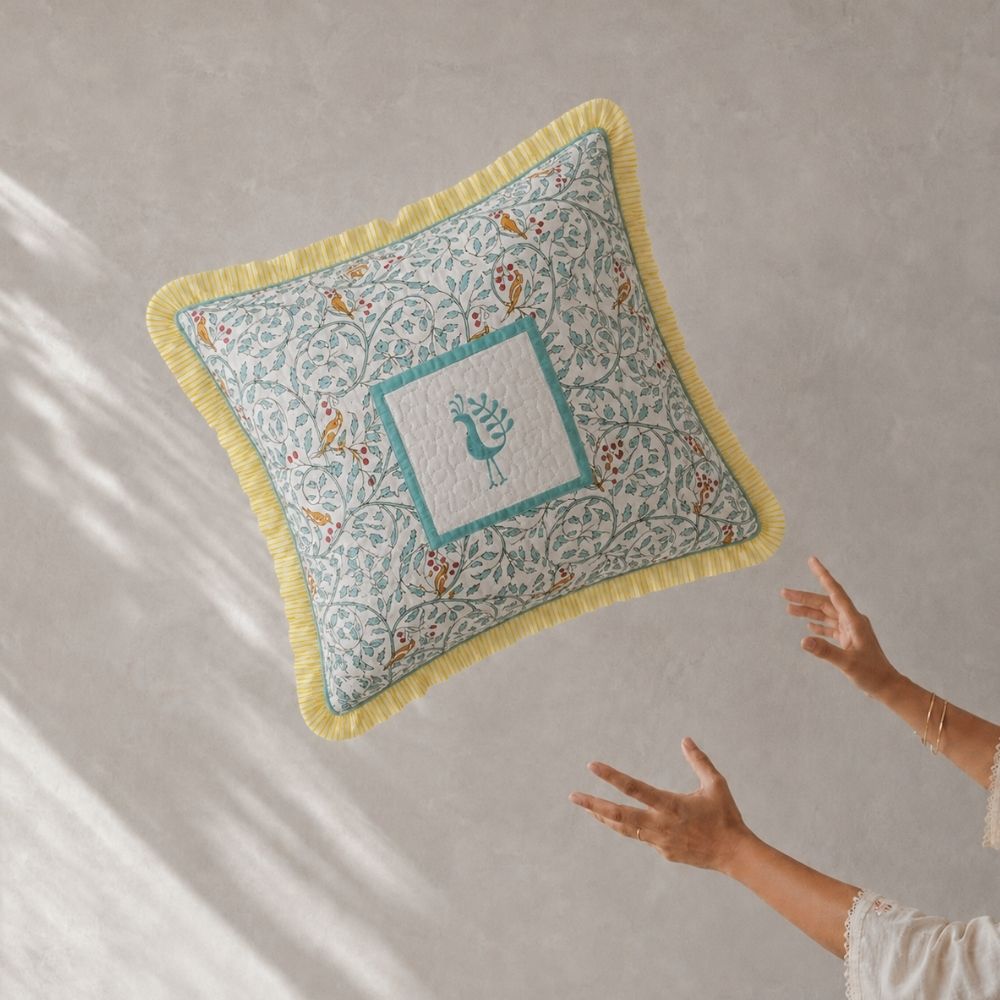 Madura Quilted Fringe Cushion Cover