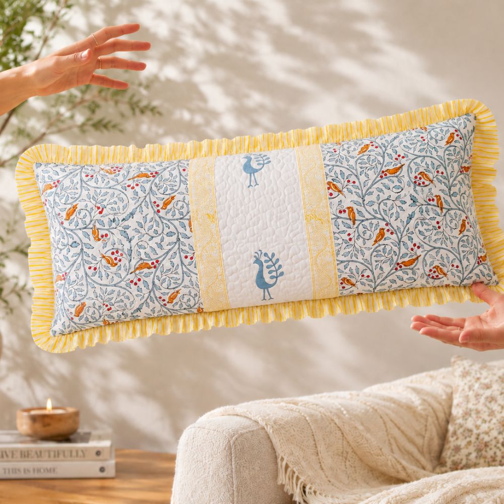 Madura Quilted Fringe Lumbar Pillow Cover
