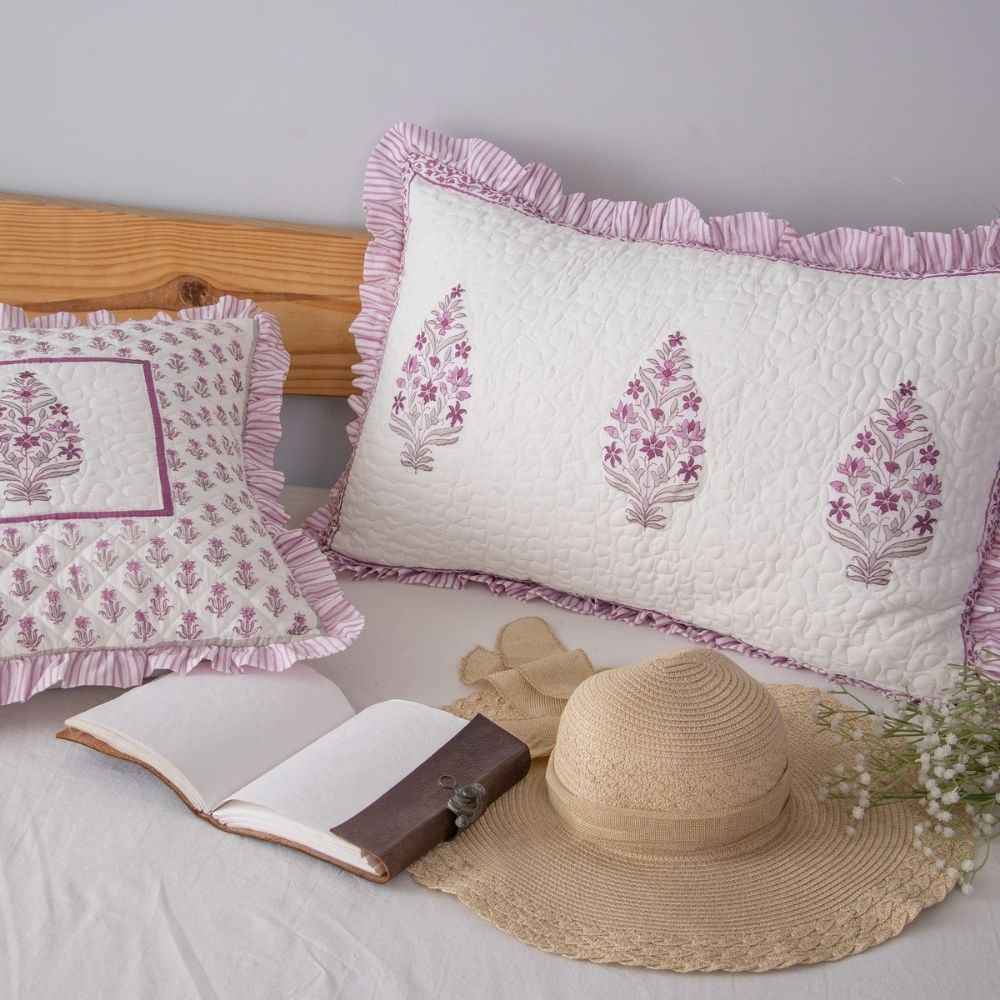 Malini Quilted Fringe Cushion Cover