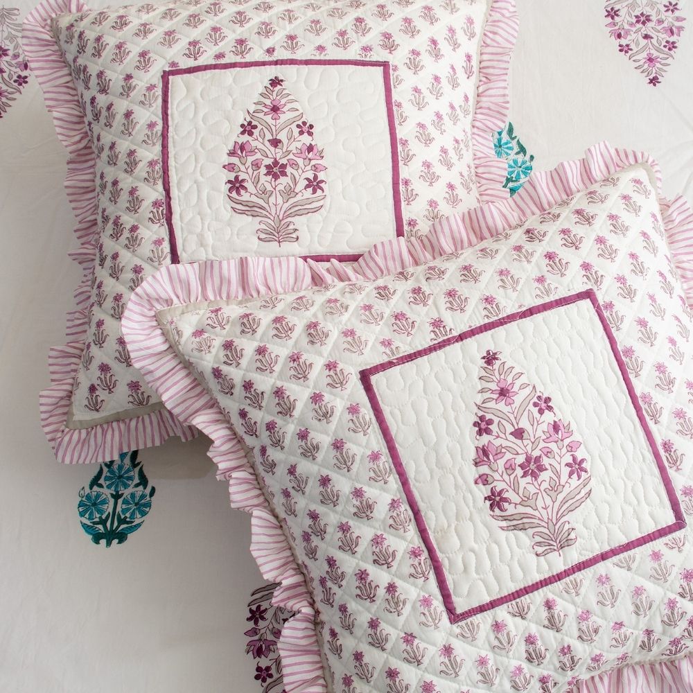 Malini Quilted Fringe Cushion Cover