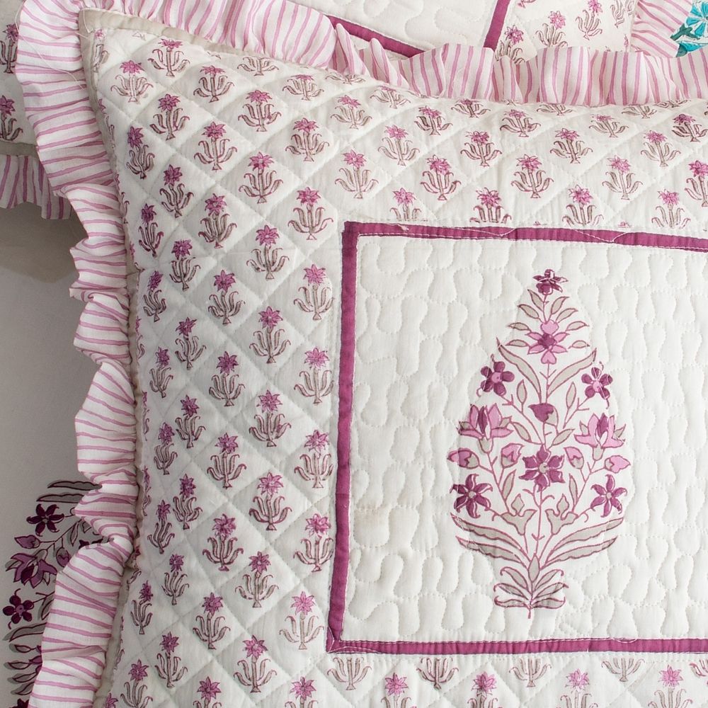 Malini Quilted Fringe Cushion Cover