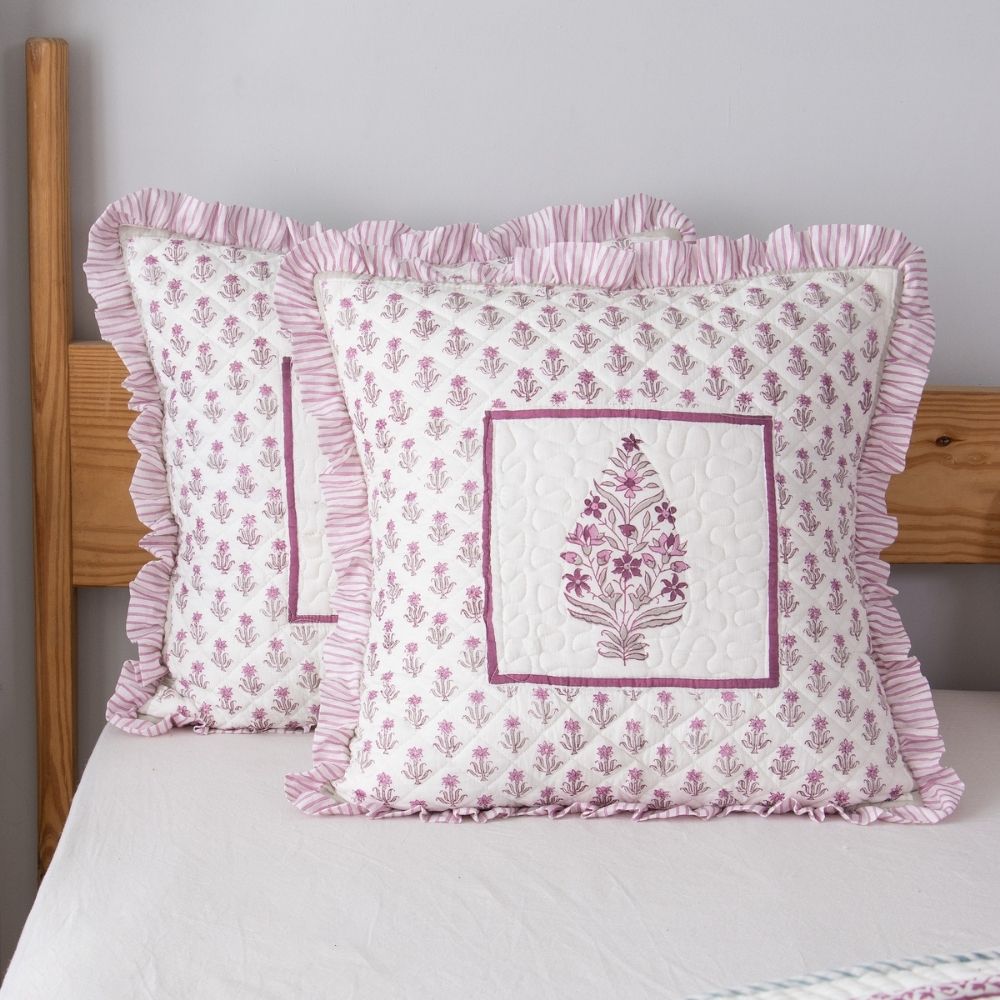 Malini Quilted Fringe Cushion Cover