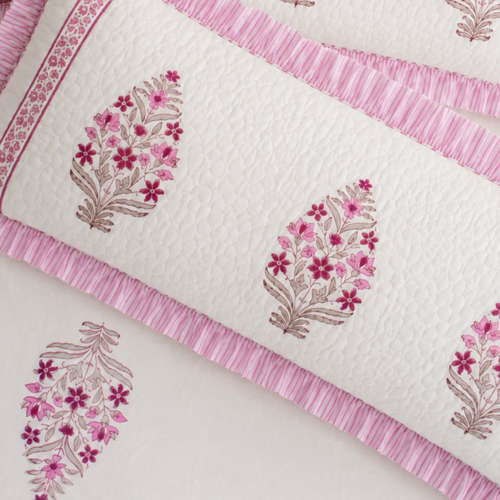 Malini Quilted Fringe Lumbar Pillow Cover