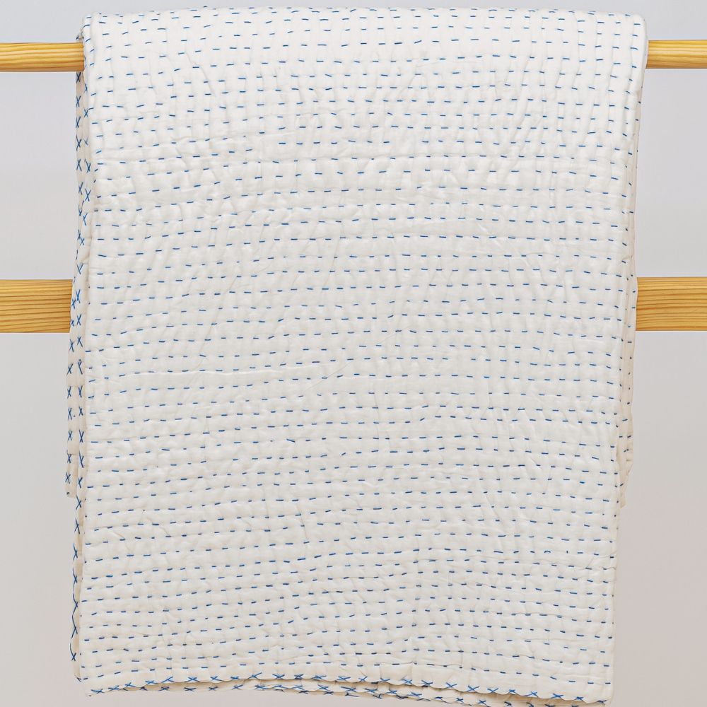 Blue thread Kantha Jaipuri Quilt