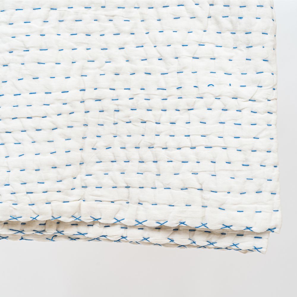 Blue thread Kantha Jaipuri Quilt