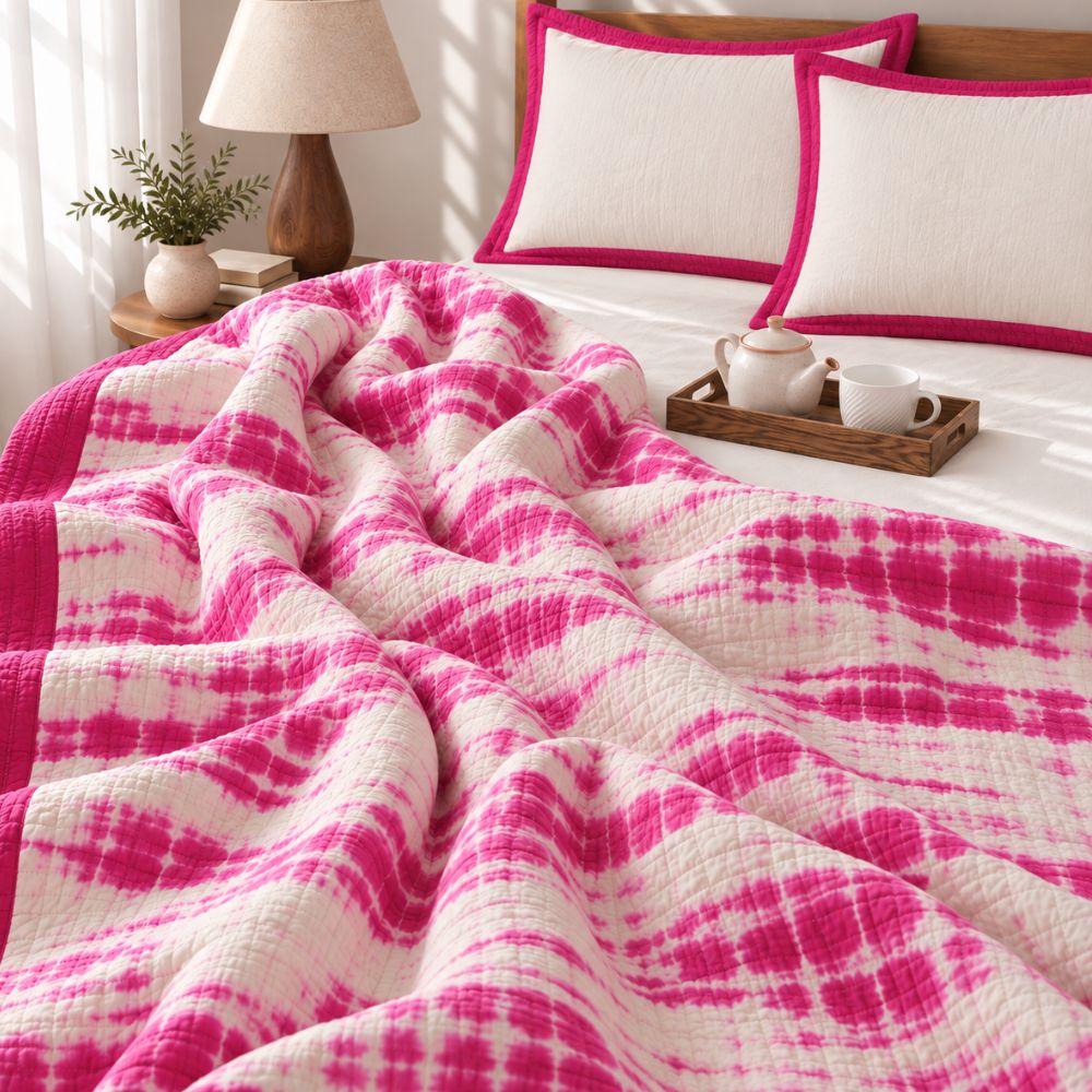 Gulabi Tie - Dye Jaipuri Quilt