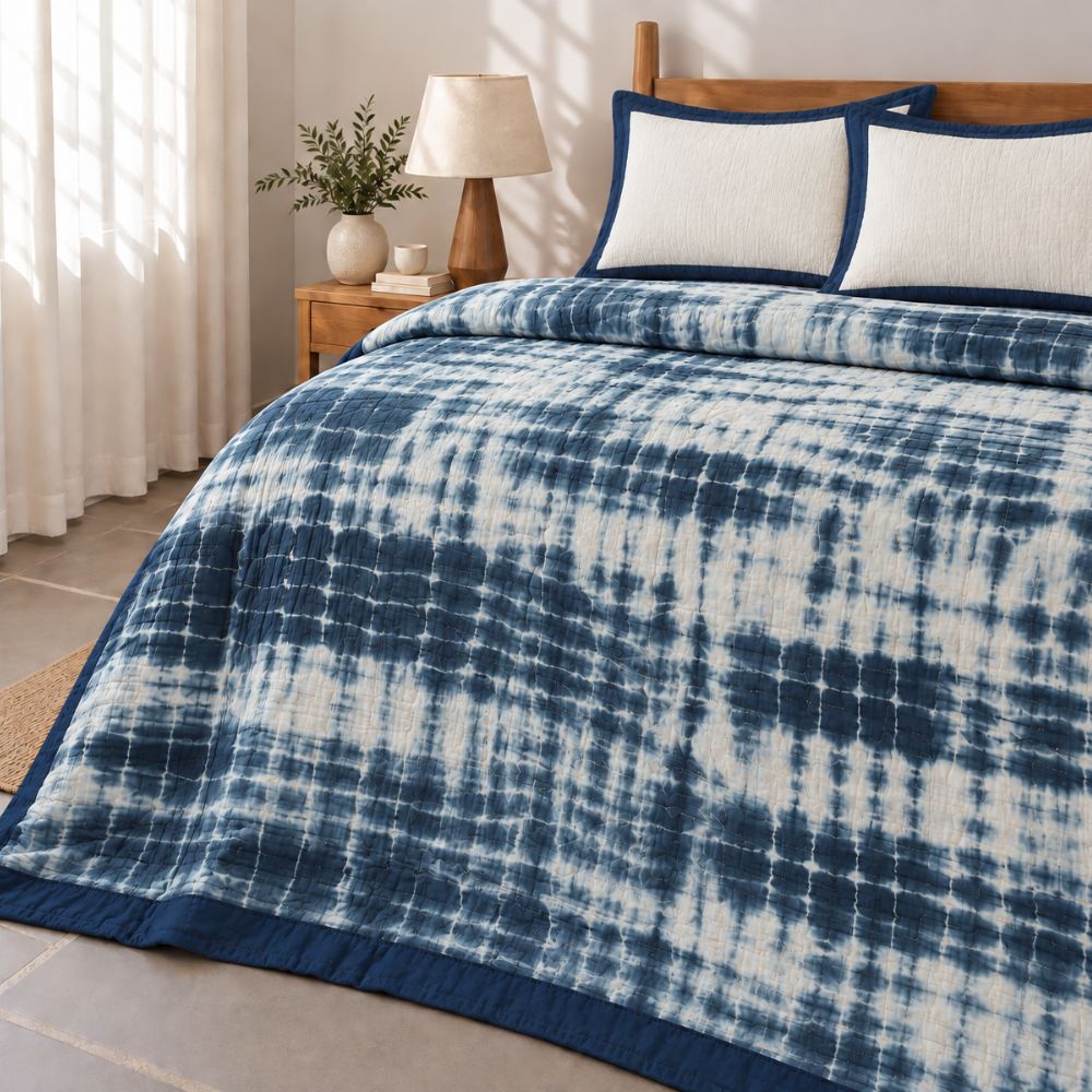 Indigo Tie - Dye Jaipuri Quilt