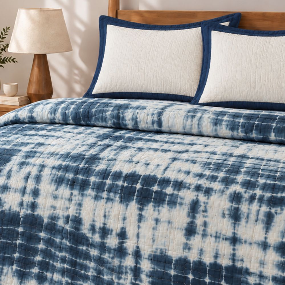 Indigo Tie - Dye Jaipuri Quilt