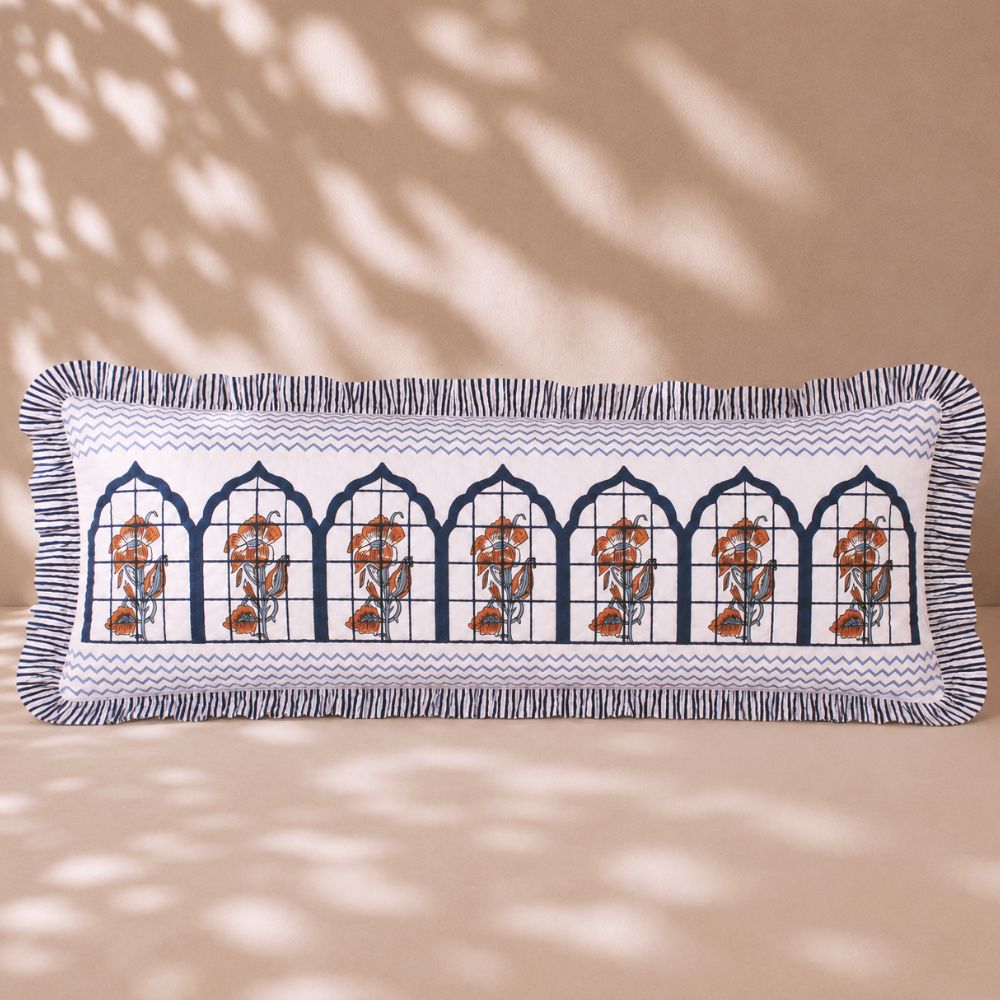 Mehraab Quilted Fringe Lumbar Pillow Cover