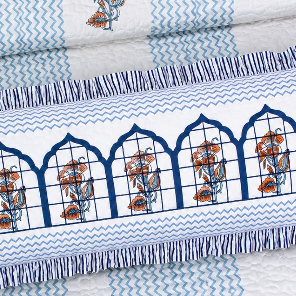 Mehraab Quilted Fringe Lumbar Pillow Cover