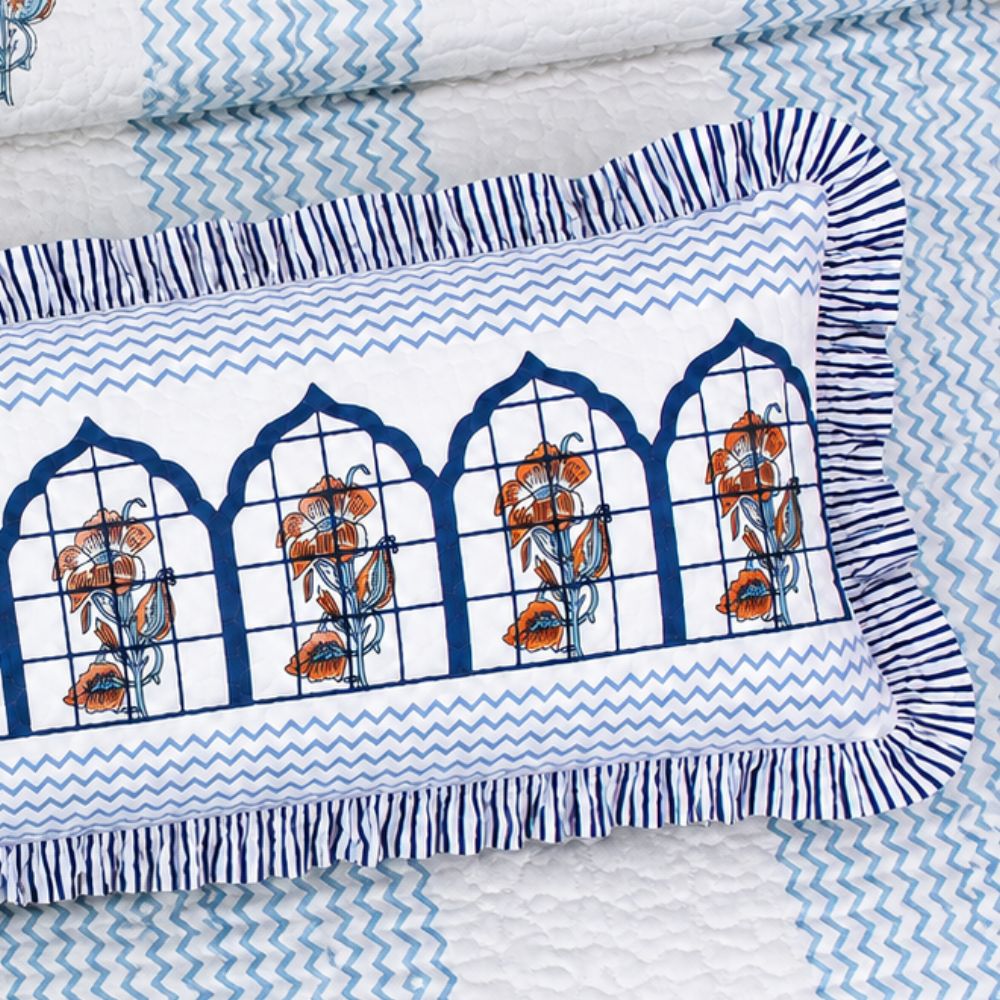 Mehraab Quilted Fringe Lumbar Pillow Cover