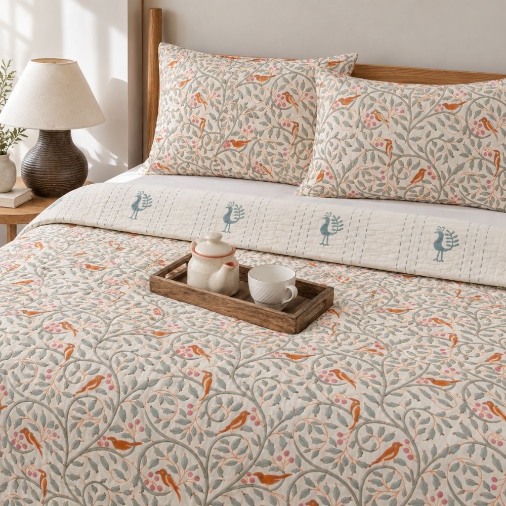 Madhura Reversible Kantha Jaipuri Quilt
