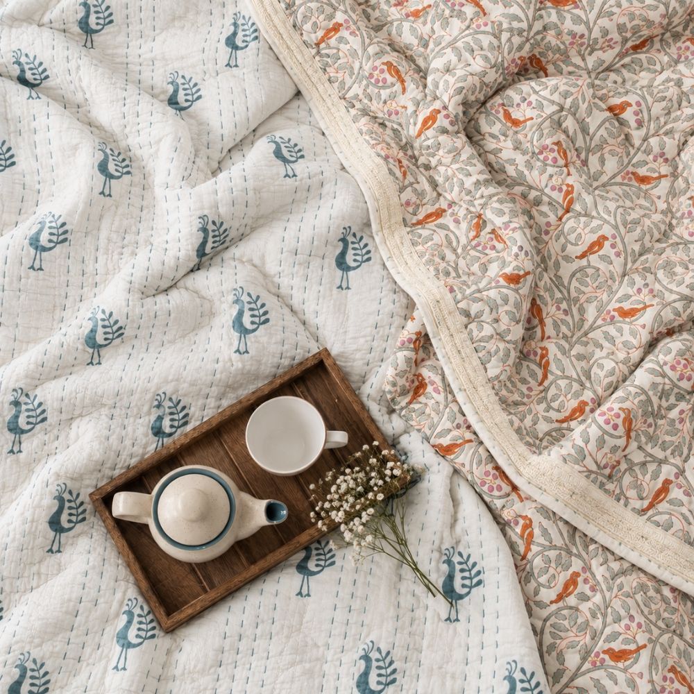 Madhura Reversible Kantha Jaipuri Quilt