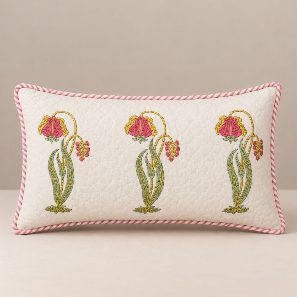 Manjari Quilted Lumbar Pillow Cover