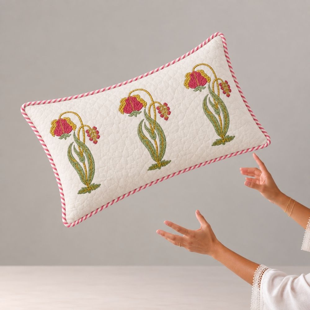 Manjari Quilted Lumbar Pillow Cover
