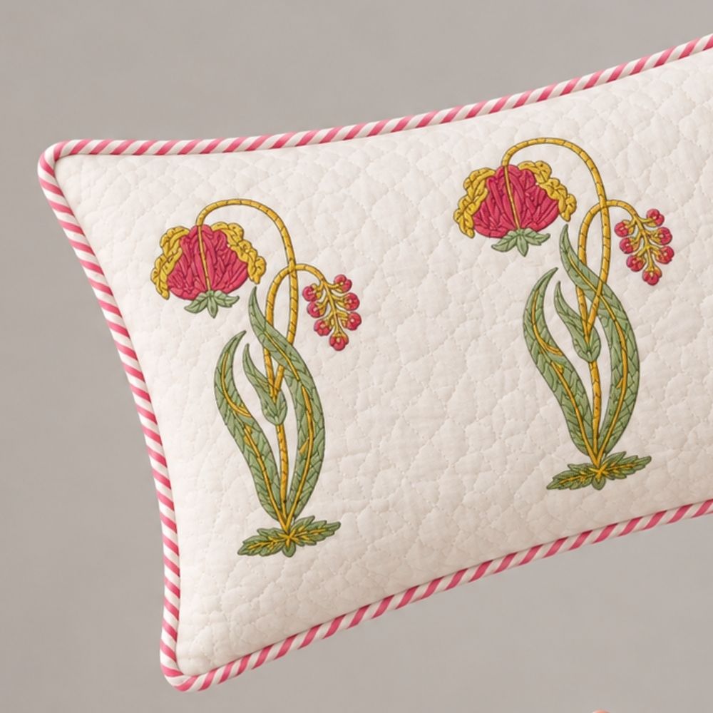 Manjari Quilted Lumbar Pillow Cover