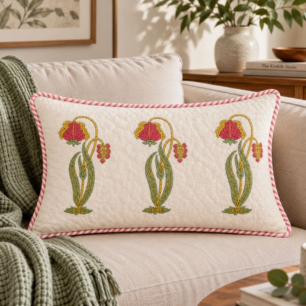 Manjari Quilted Lumbar Pillow Cover