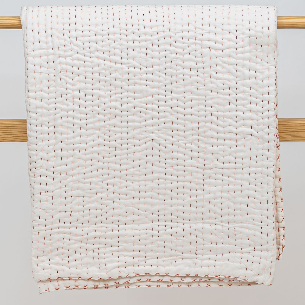 Red Thread Kantha Jaipuri Quilt