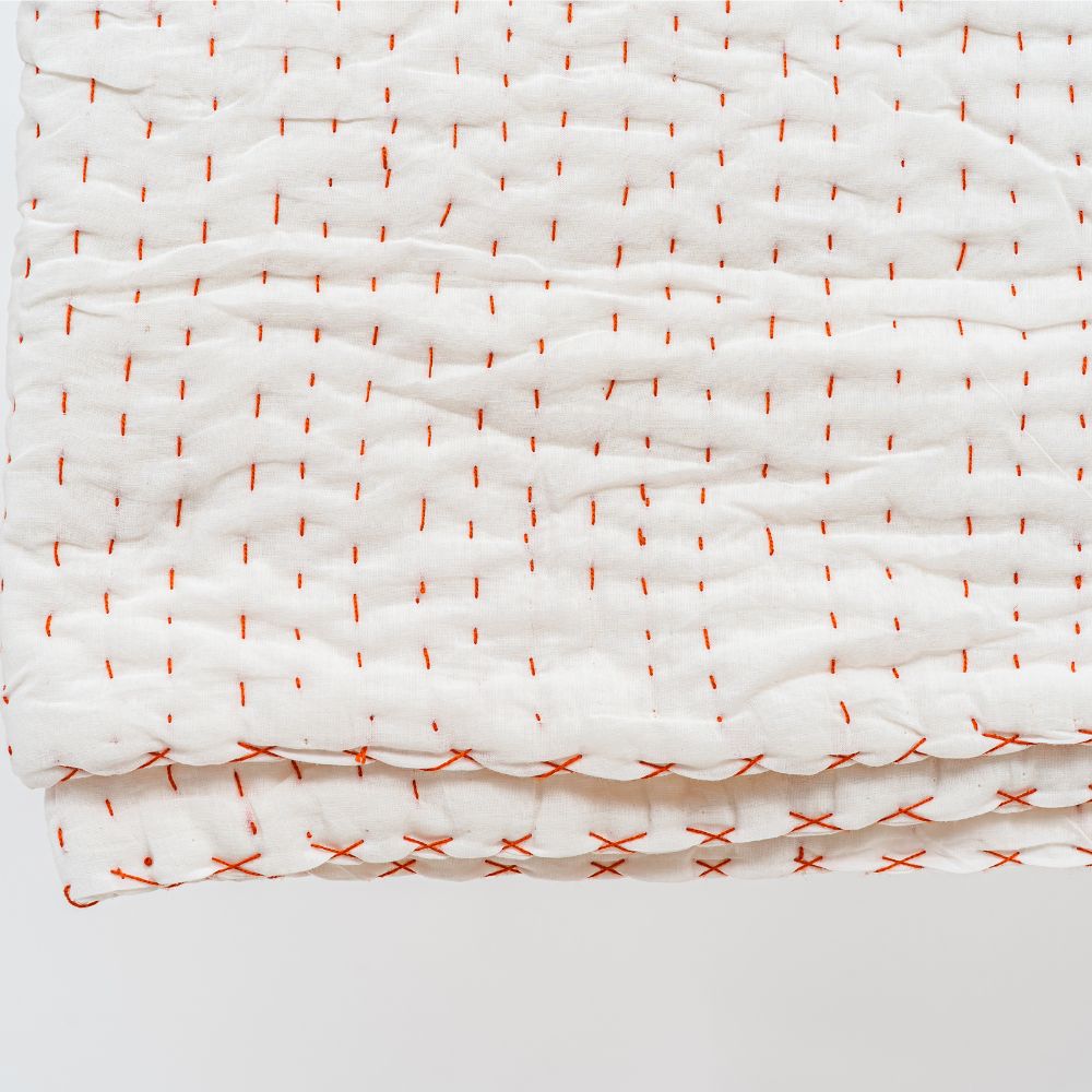 Red Thread Kantha Jaipuri Quilt