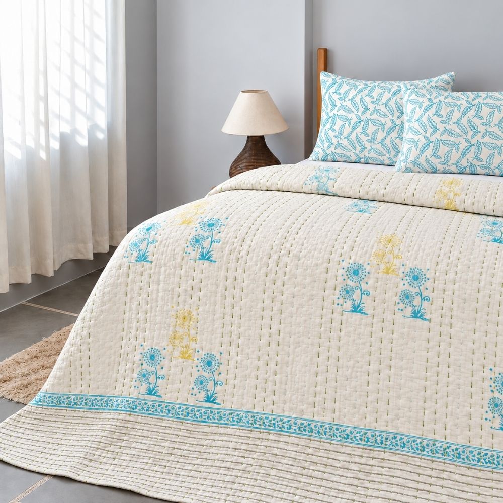 Sandha Reversible Kantha Jaipuri Quilt